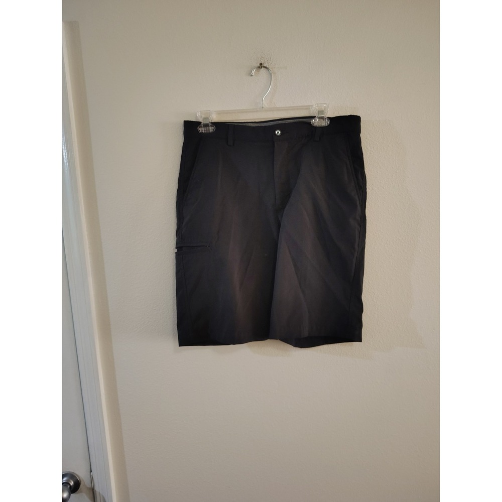 Greg Norman Mens Black Performance Golf Shorts Size 32 Stretch Flat Front Pocket